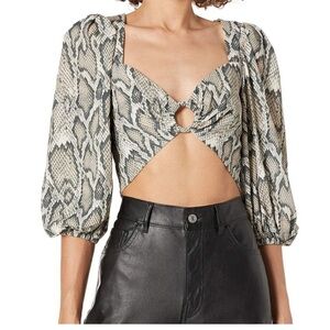 AFRM (Revolve) Falco Crop Top Neutral Snake print beige gray O ring M NWOT